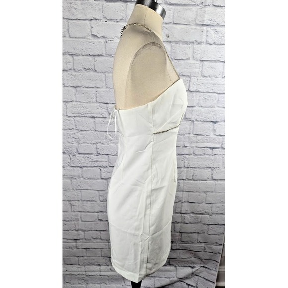 Aidan by Aidan Mattox Women's Jeweled Halter Neck Sheath Dress White Size 10 - Picture 3 of 6